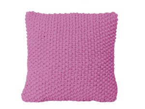 Różowa, bawełniana poduszka dekoracyjna.