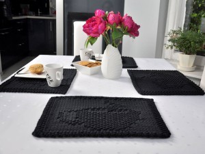 Bawełniane podkładki na stół, kolor czarne.