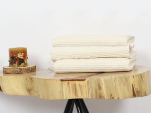 Bawełniany ręcznik waflowy, ecru.