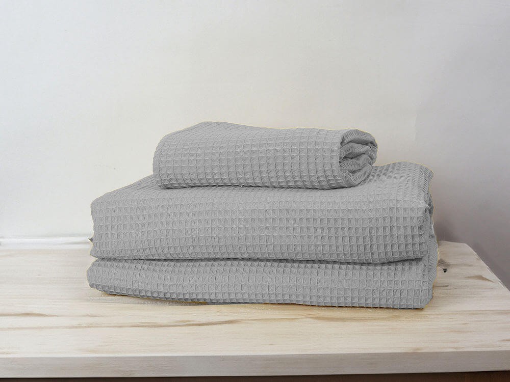 Bawełniany ręcznik waflowy, jasny szary.