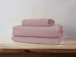 Bawełniany ręcznik waflowy, brudny róż.