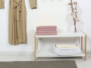 Bawełniany ręcznik waflowy, brudny róż.