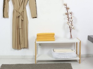 Bawełniany ręcznik waflowy, musztardowy.