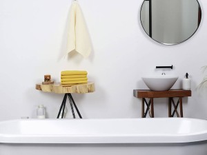 Bawełniany ręcznik waflowy, musztardowy.