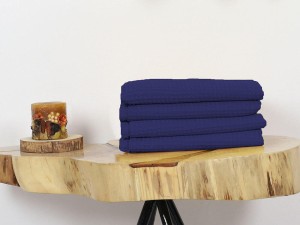 Bawełniany ręcznik waflowy, granatowy.