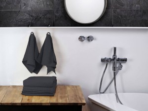 Bawełniany ręcznik waflowy, czarny.