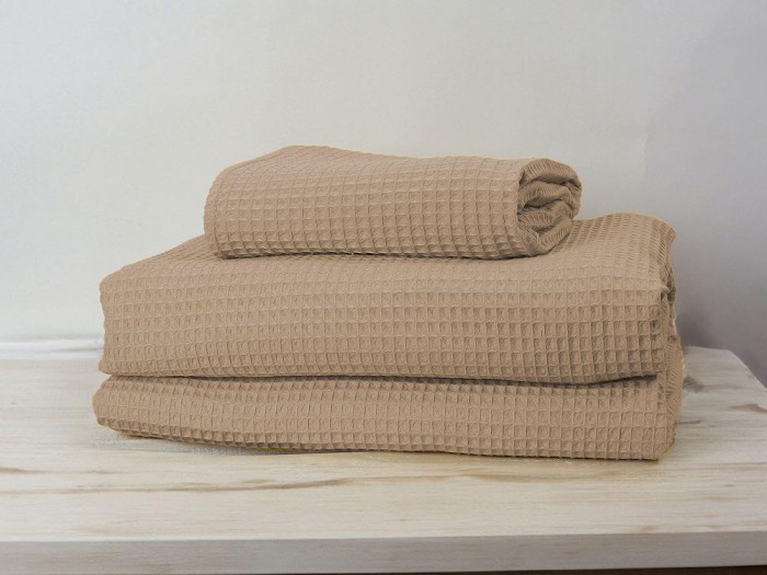 Beżowy, bawełniany ręcznik waflowy