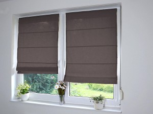 Lniane rolety rzymskie, ciemny brąz.