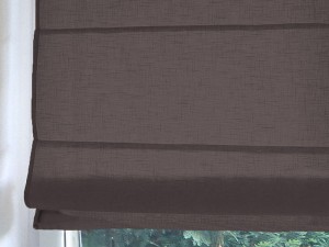 Lniane rolety rzymskie, ciemny brąz.