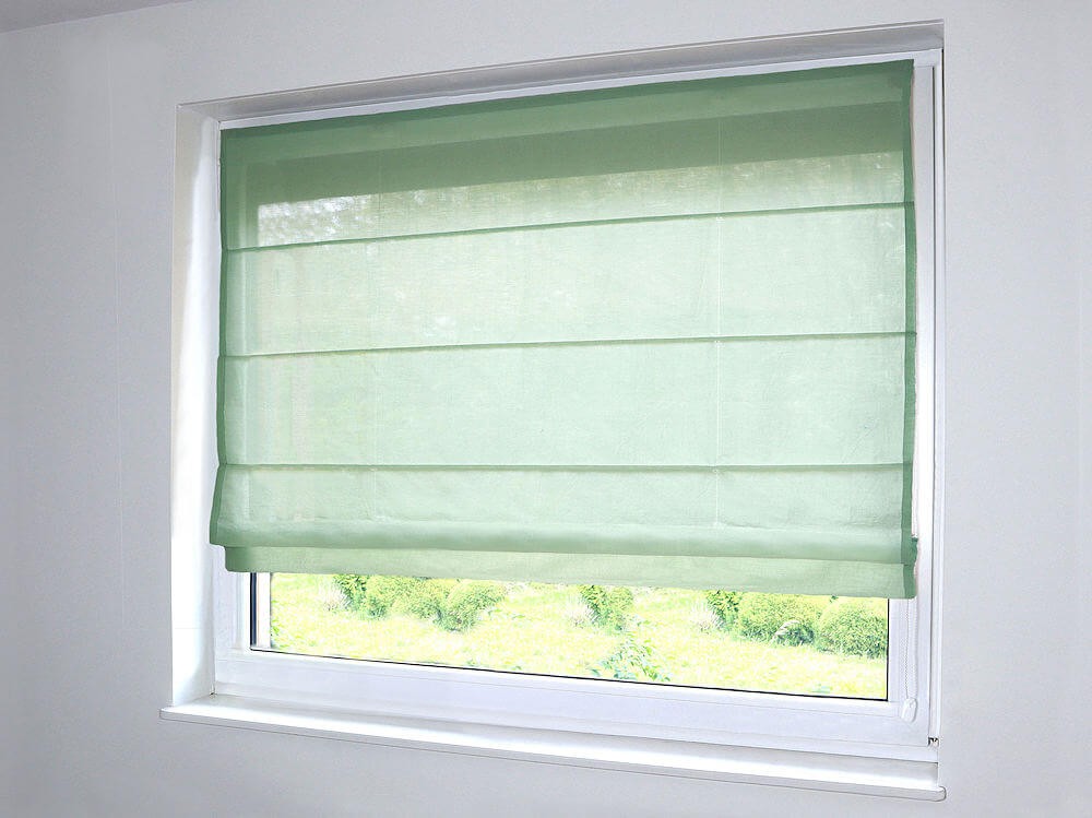 Bawełniane rolety rzymskie, kolor szałwia.