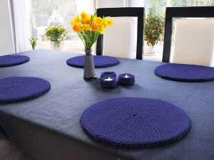 Bawełniana podkładka, chabrowa.