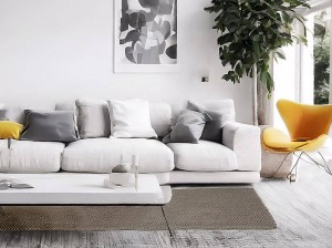 Bawełniany dywan beżowy . Odcień mokka