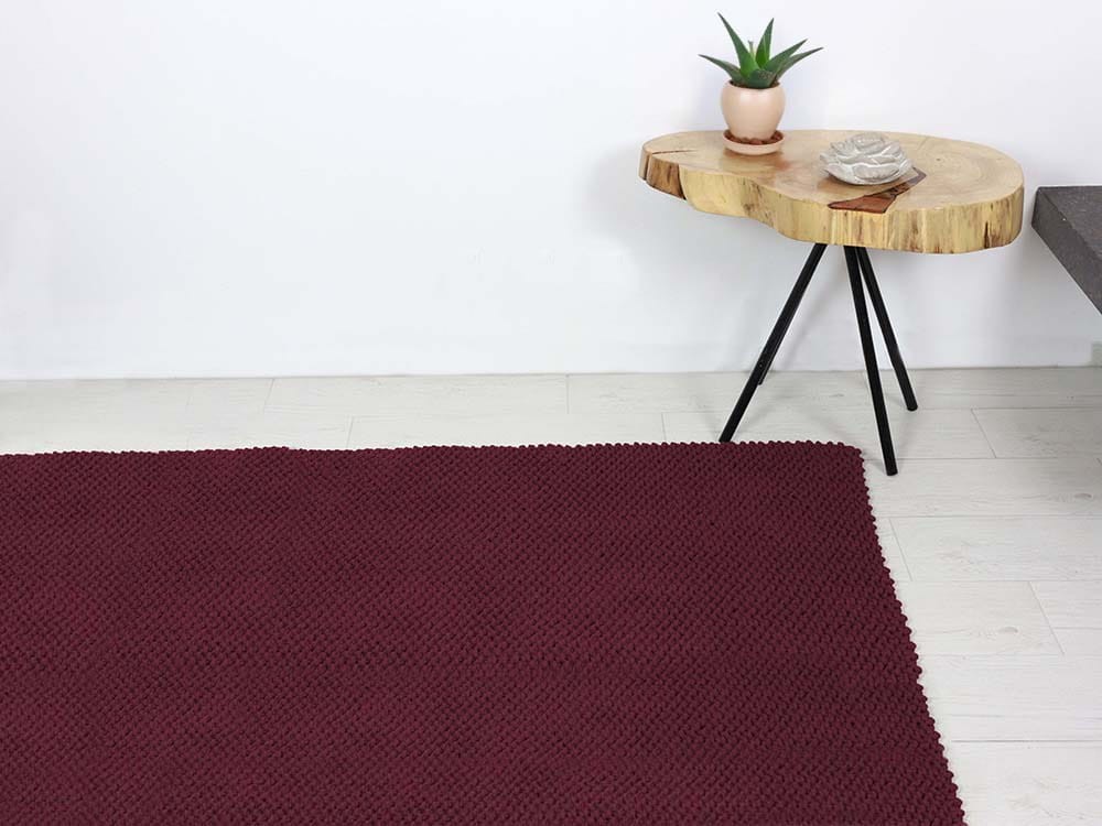 Bordowy, bawełniany dywan do sypialni, salonu.