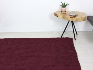 Bordowy, bawełniany dywan do sypialni, salonu.