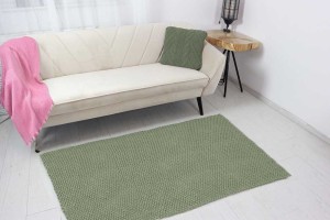 Bawełniany dywan do salonu, sypialni. Kolor jasna oliwka.