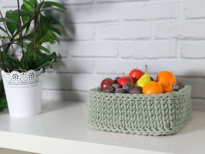 Oliwkowy, bawełniany kosz do łazienki, garderoby.