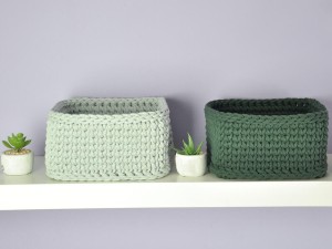 Oliwkowy i ciemno zielony, bawełniany kosz do łazienki, garderoby.