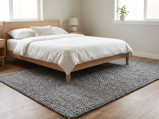 Szary dywan do sypialni